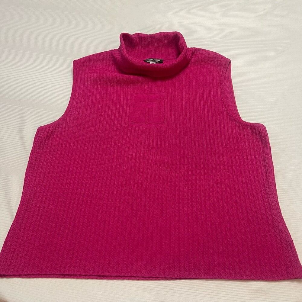 St. John By Marie Gray Fushia Turtleneck Tank Top Size Large
